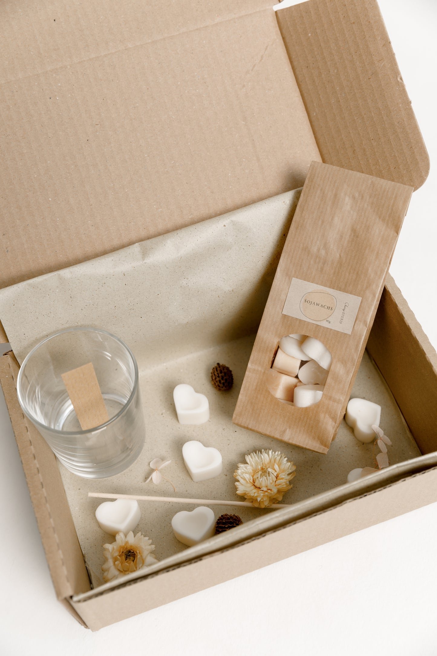 KERZENBOX - DIY SET KERZEN SELBER MACHEN - DIY Kit Klarglas mit Holzdocht