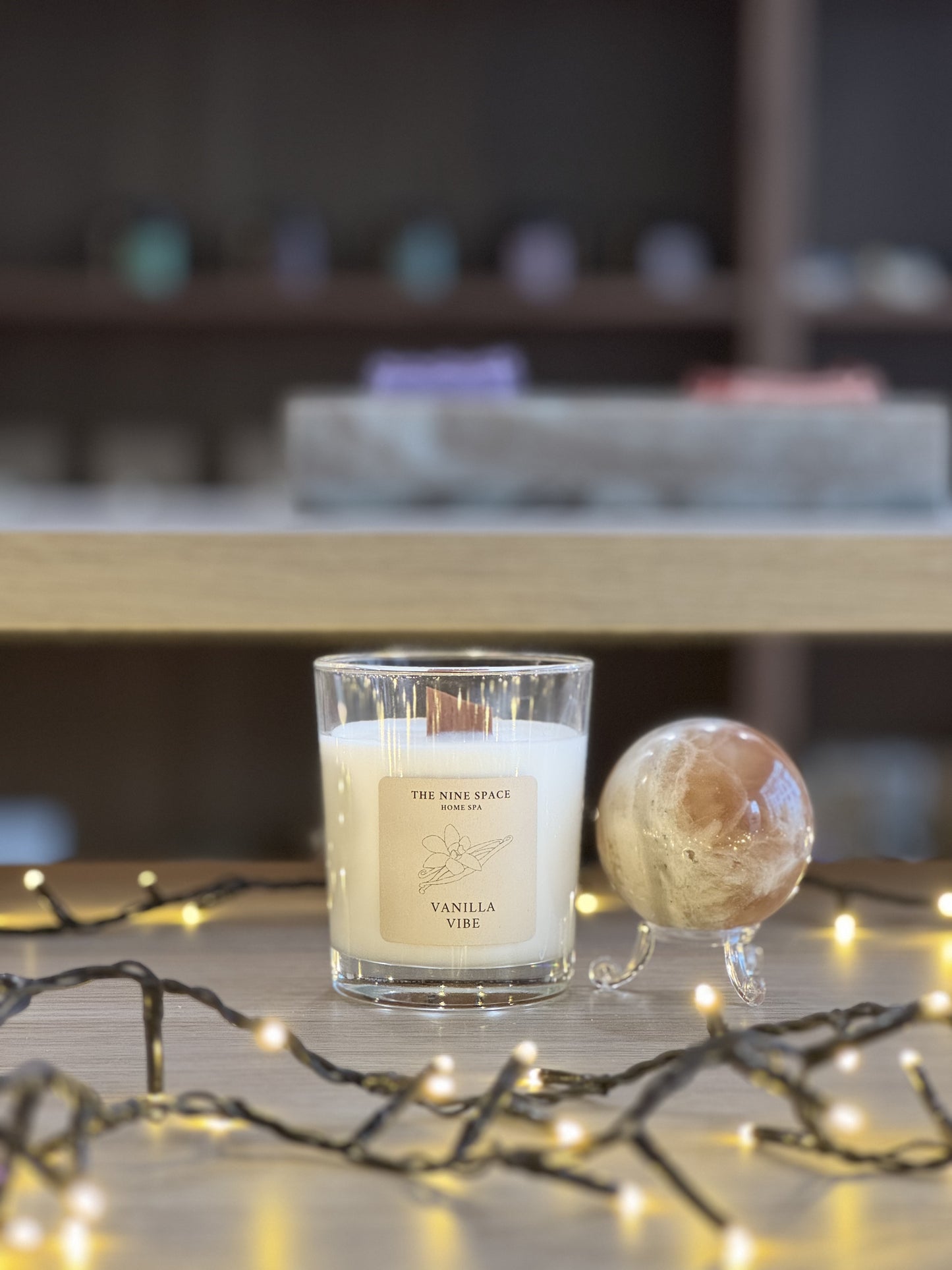 VANILLA Vibe Kerze - Klarglas mit Holzdocht