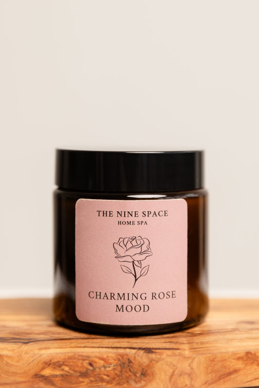 CHARMING ROSE Mood Kerze - Braunglas Mini