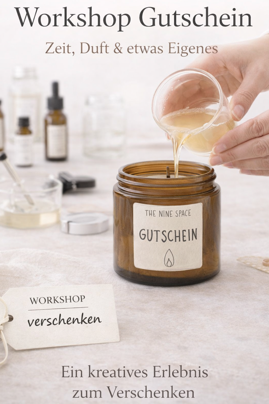 Workshop Gutschein flexibel einloesbar Kerzen Raumduft | THE NINE SPACE