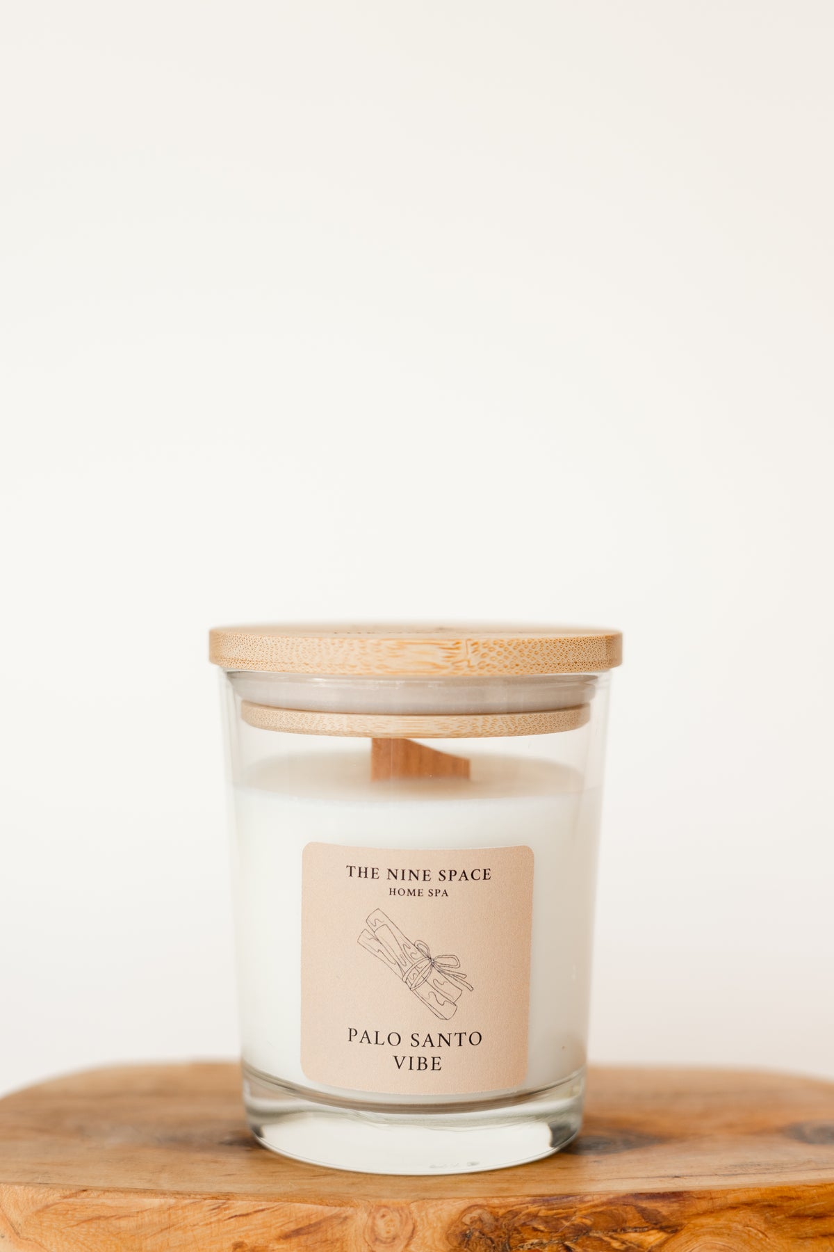 Palo Santo Duftkerze – Klarglas mit Holzdocht
